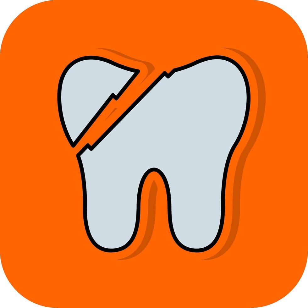 gebroken tand gevulde oranje achtergrond icoon vector