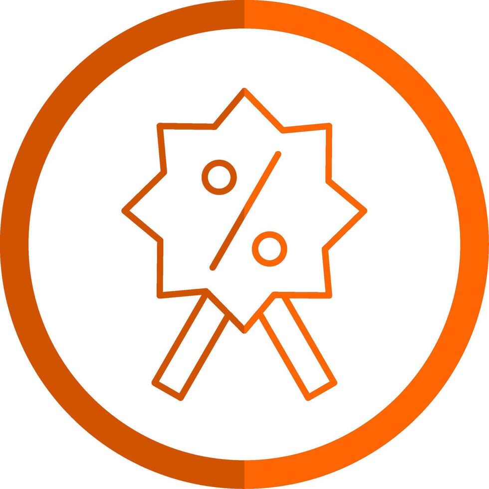 korting insigne lijn oranje cirkel icoon vector