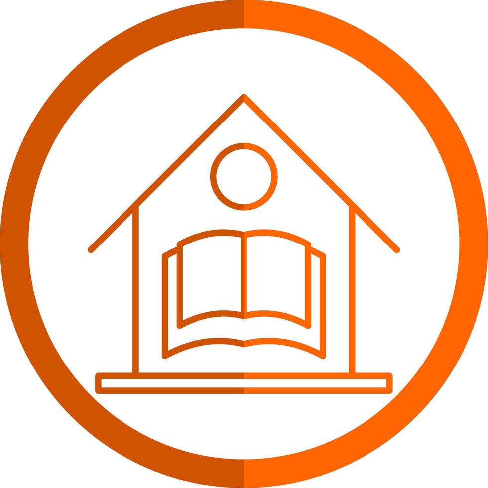 huis school- lijn oranje cirkel icoon vector
