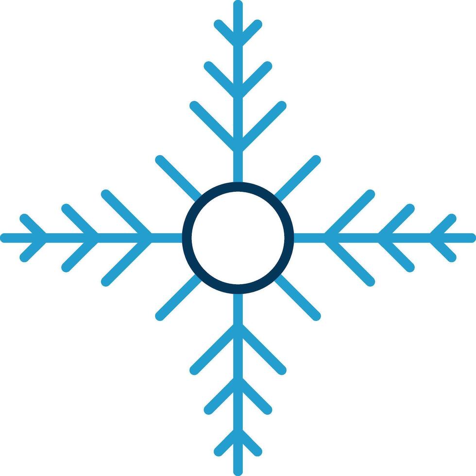 sneeuwvlok lijn blauw twee kleur icoon vector