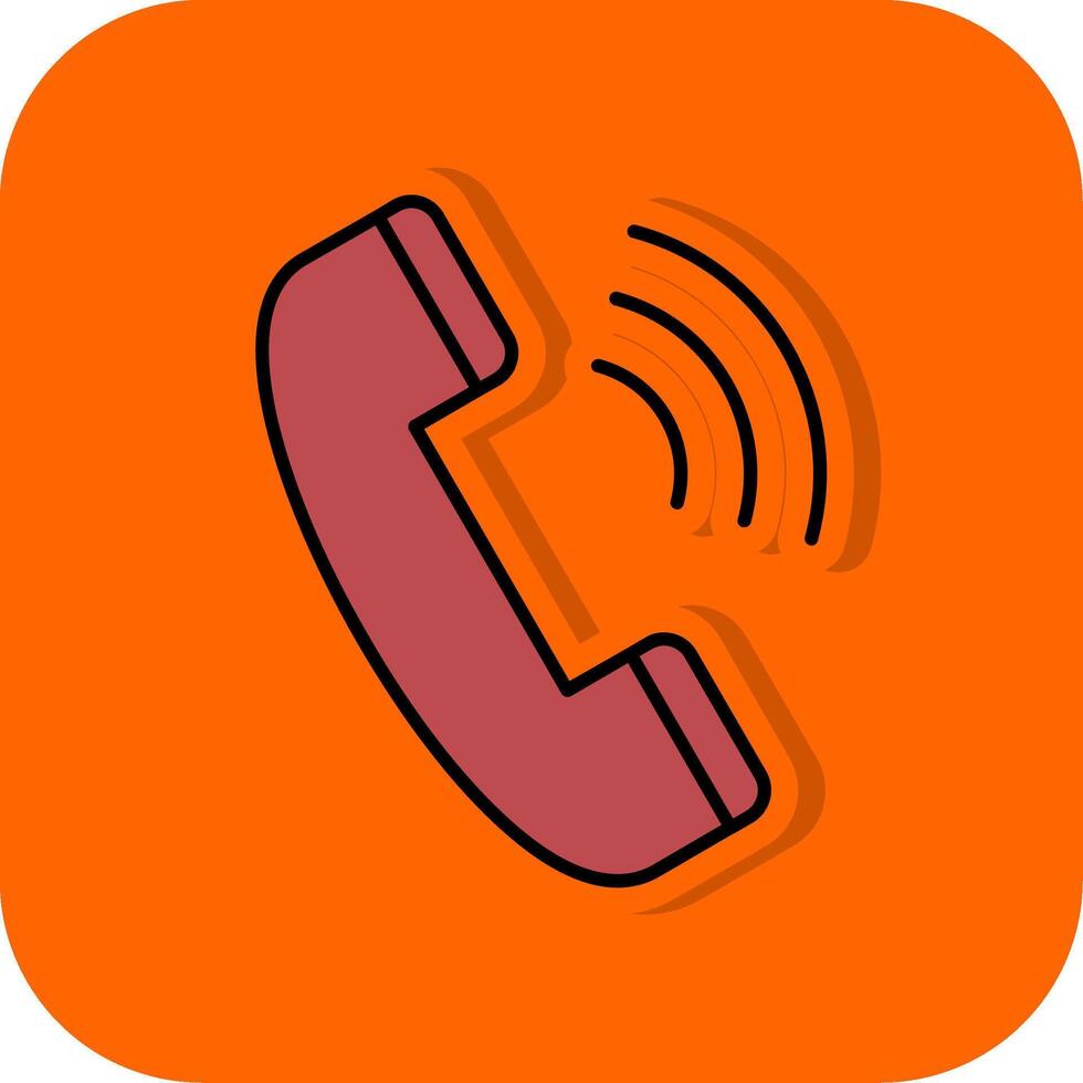 telefoon telefoontje gevulde oranje achtergrond icoon vector