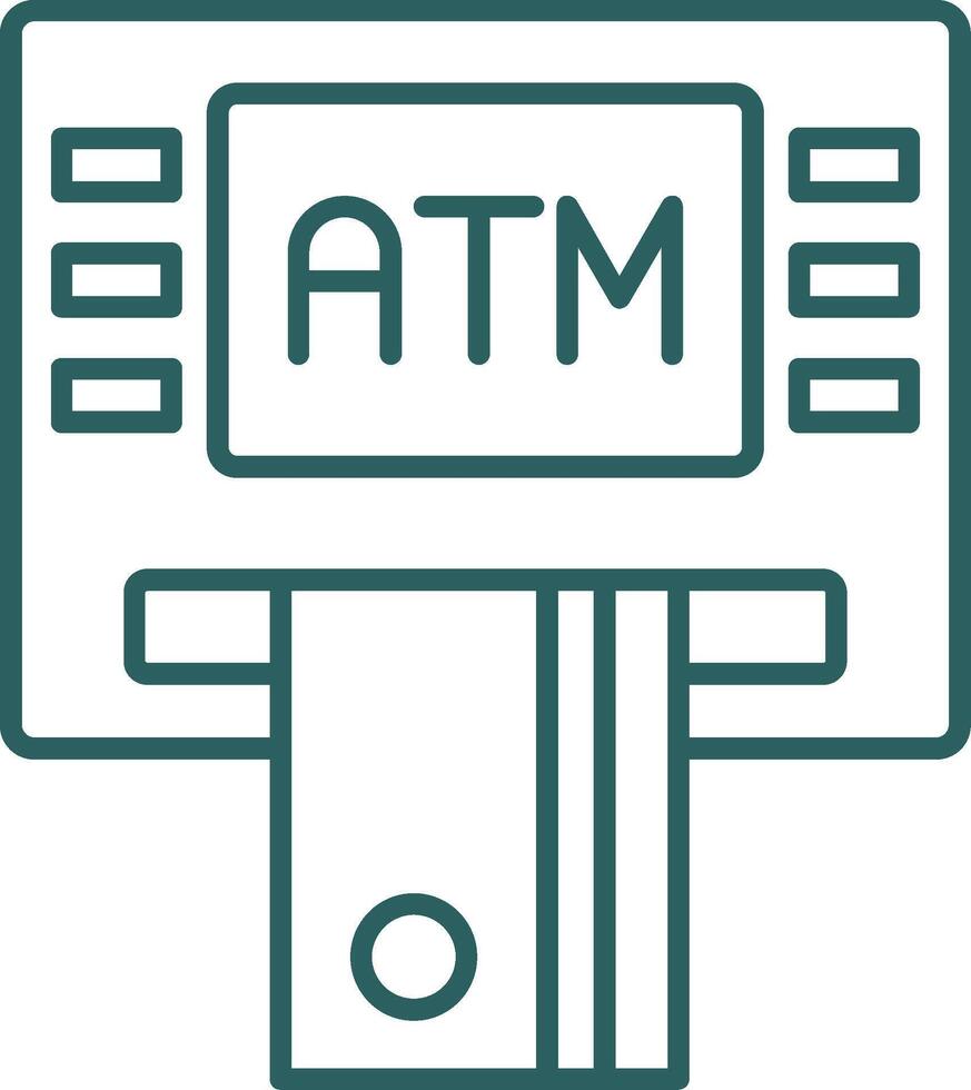 Geldautomaat machine lijn helling ronde hoek icoon vector