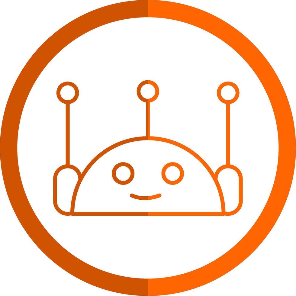 Chatbot lijn oranje cirkel icoon vector