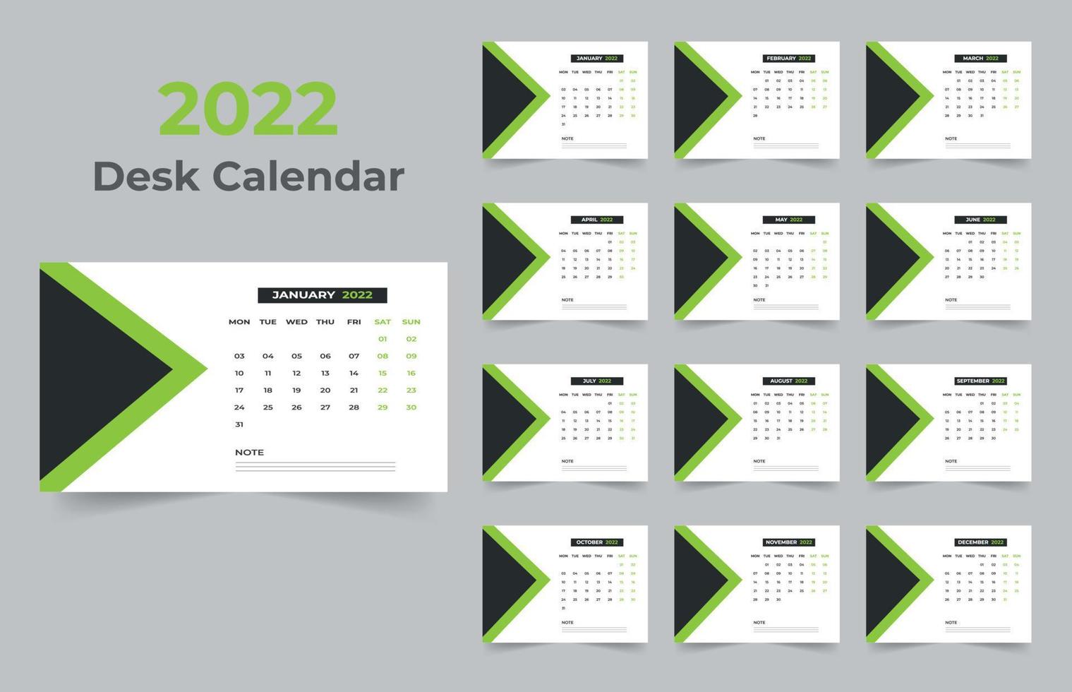 2022 bureaukalender sjabloonontwerp vector