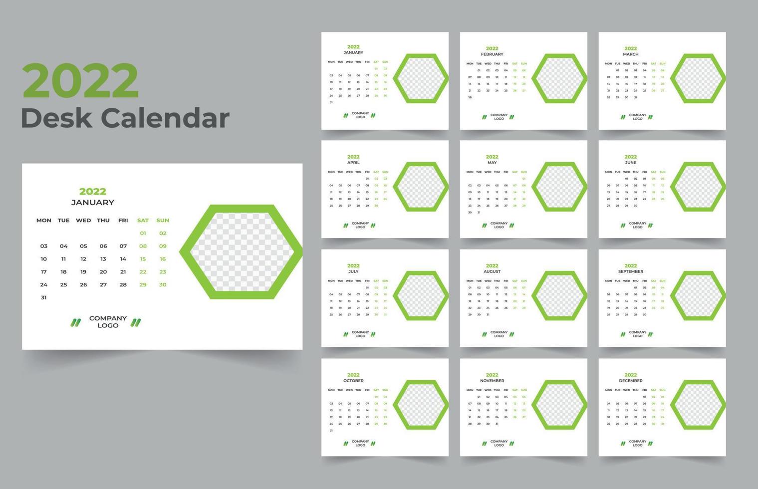 2022 bureaukalender sjabloonontwerp vector