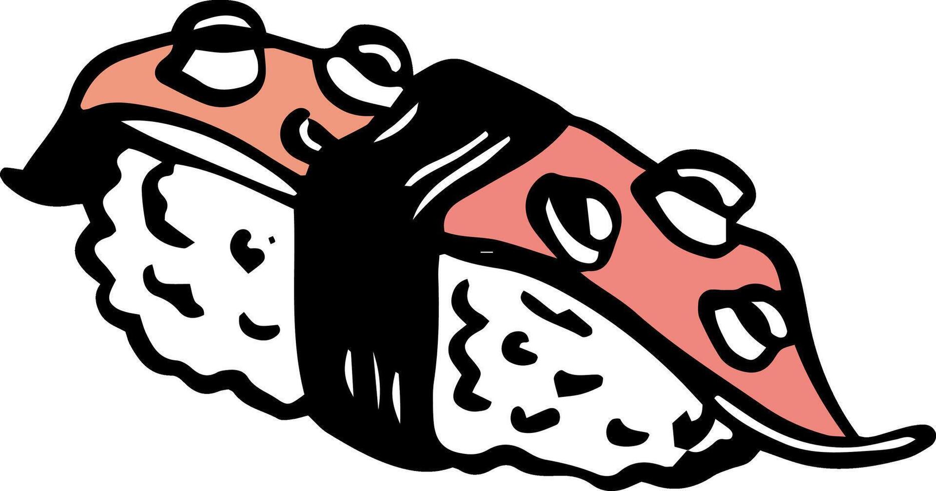 single Octopus sushi nigiri hand- getrokken tekening stijl kant visie geïsoleerd Aan wit achtergrond vector