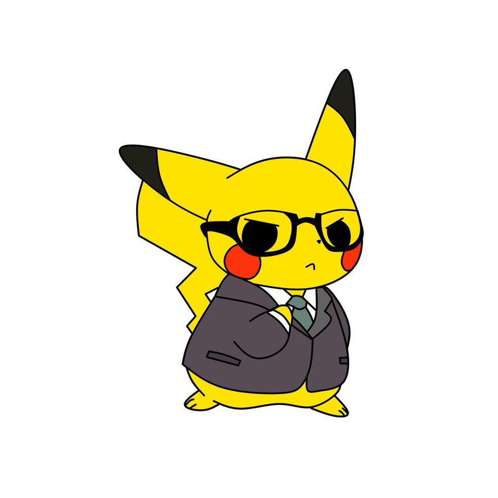 Pokemon karakter pikachu tekenfilm kantoor uniform vector