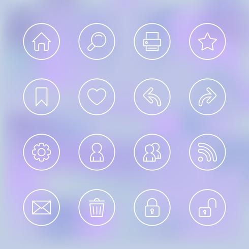 Set van pictogrammen voor mobiele applicatie UI, transparant duidelijk vector