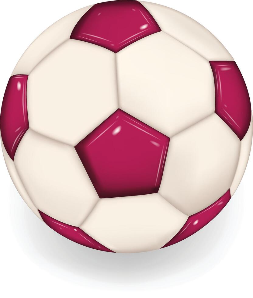 wereld Amerikaans voetbal kop 2022 met realistisch 3d voetbal bal. qatar vlag kleuren Aan wit achtergrond vector