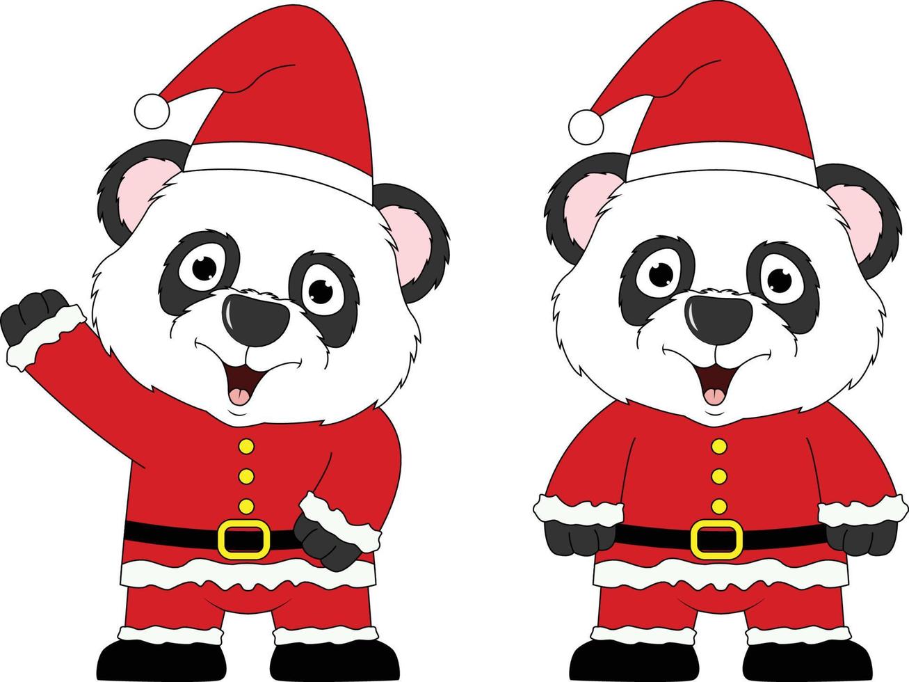 schattige panda-tekenfilm in kerstmis vector