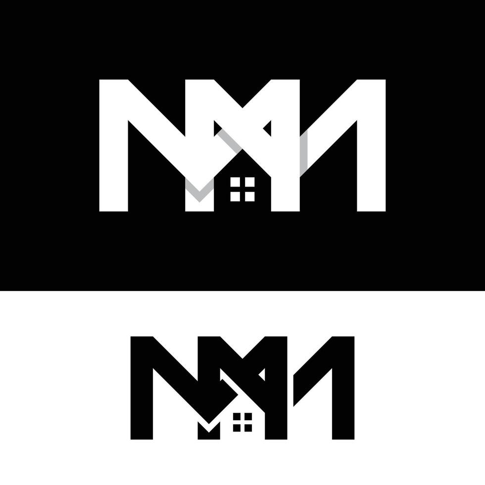 monogram beginletter mm hypotheek huis logo ontwerpsjabloon vector