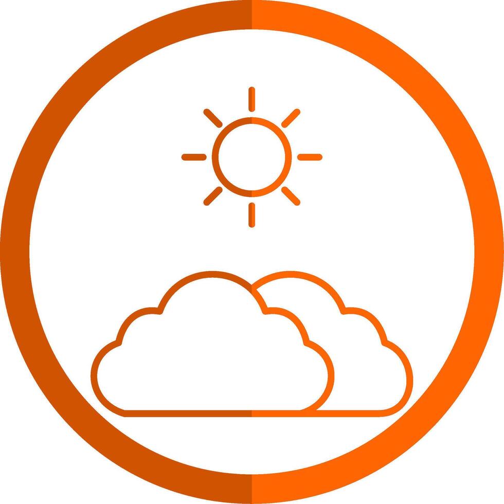 wolken en zon lijn oranje cirkel icoon vector
