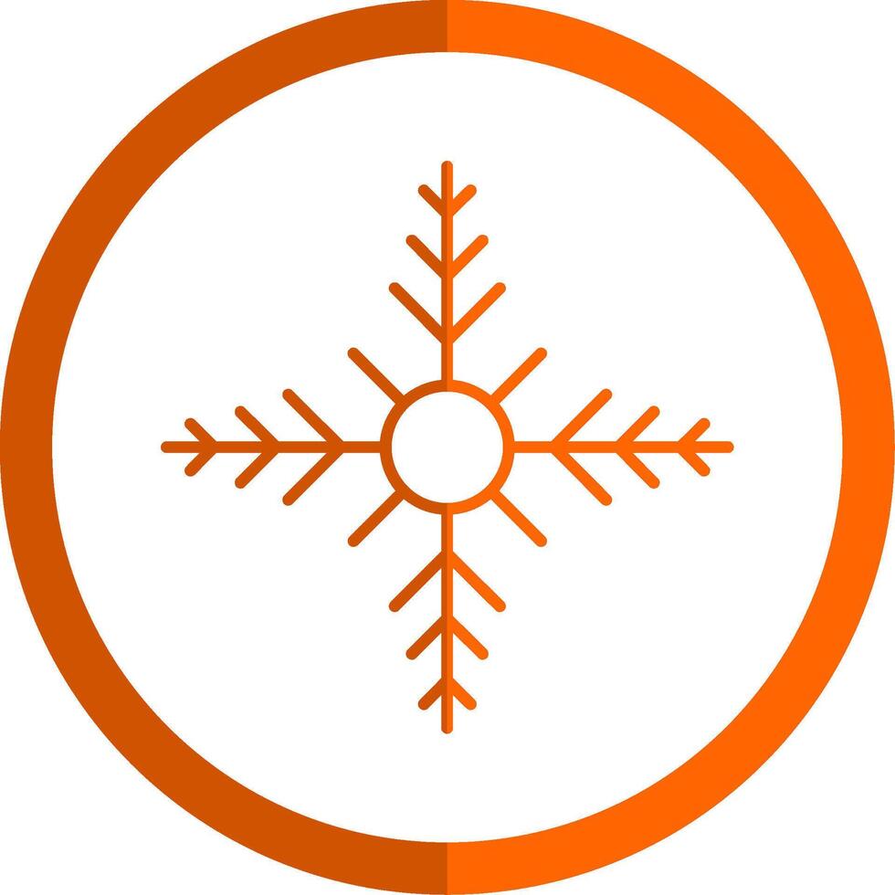 sneeuwvlok lijn oranje cirkel icoon vector