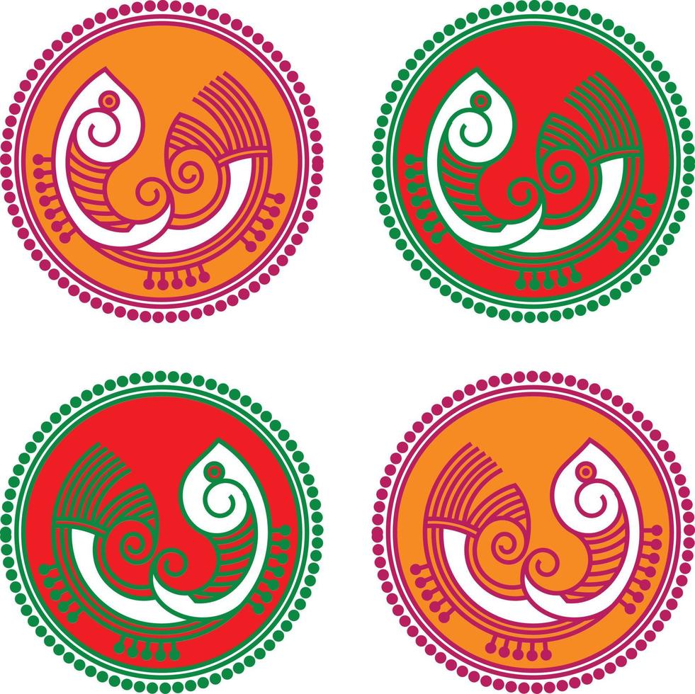 Indiase traditionele en culturele rangoli, alpona, kolam of paisley vector lijntekeningen. bengaalse kunst india. voor textieldruk, logo, behang