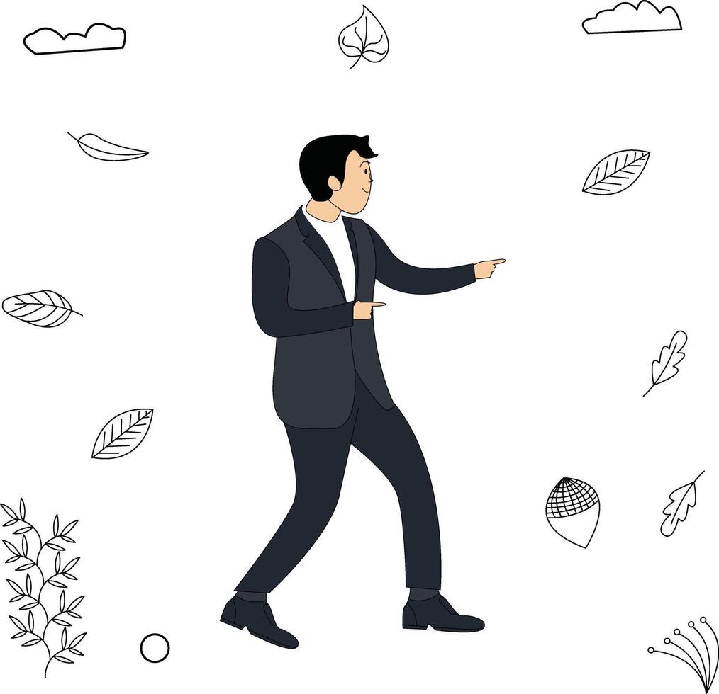 illustratie van een zakenman presenteren gebaar vector