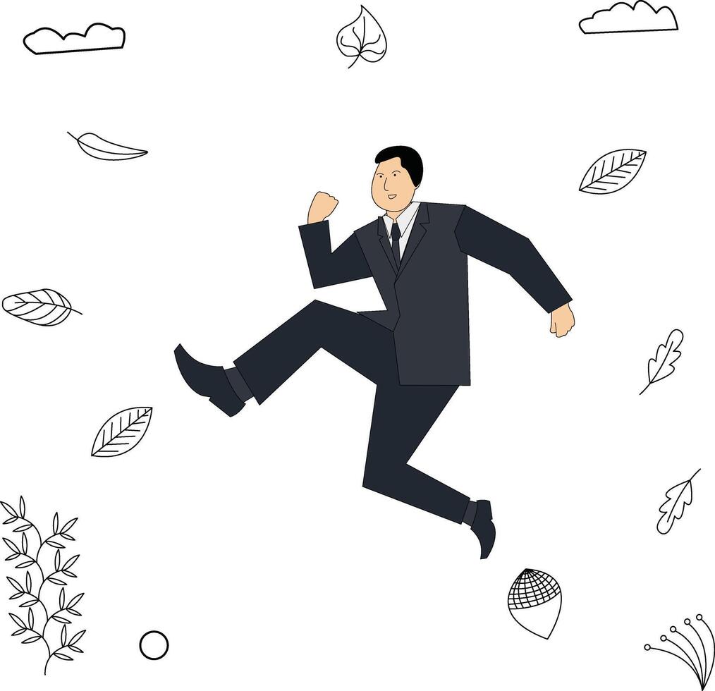 illustratie van een zakenman jumping houding vector