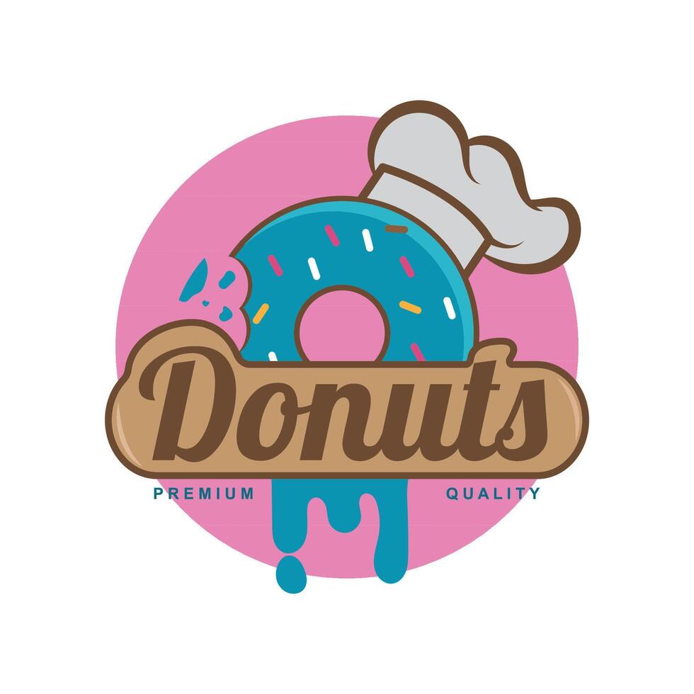 donut logo zoet smakelijk donut logotype backgrond glazuur toetje teken voor cafe restaurant kraam. grijp en Gaan concept vector