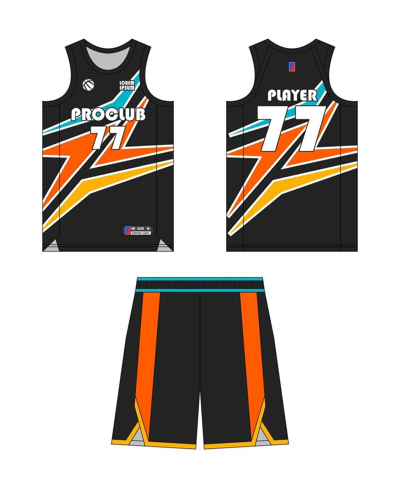 basketbal Jersey sjabloon ontwerp, basketbal uniform mockup ontwerp, sublimatie sport- kleding ontwerp, Jersey basketbal ideeën. ontwerp. vector