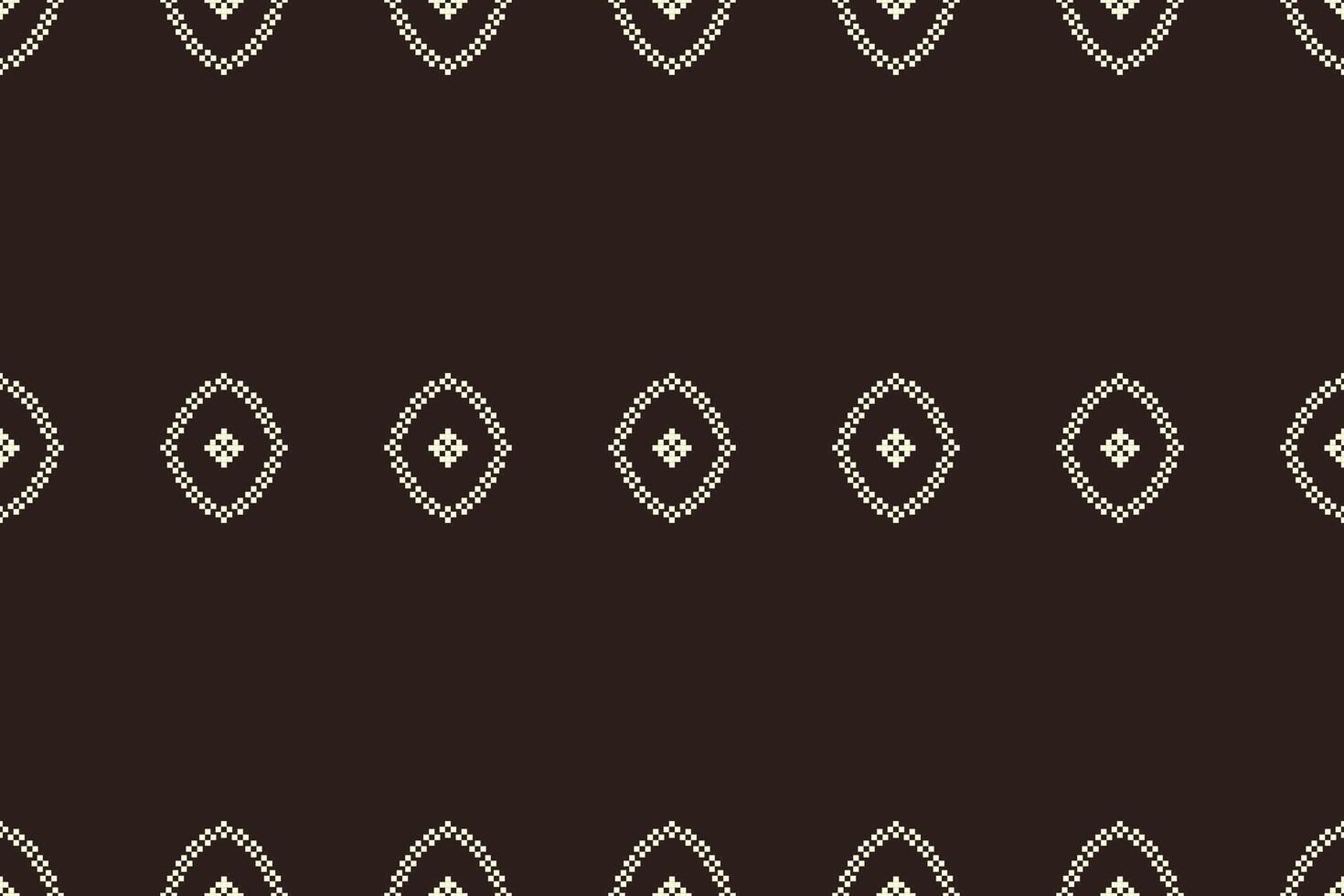 traditioneel etnisch motieven ikat meetkundig kleding stof patroon kruis steek.ikat borduurwerk etnisch oosters pixel bruin achtergrond. abstracte, illustratie. textuur, sjaal, decoratie, behang. vector