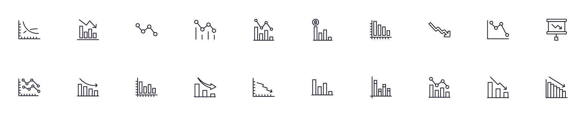 vooruitgang bars dun lijn pictogrammen set. gemakkelijk lineair illustraties dat geschikt voor appjes, infografieken, boeken, online winkels en winkels vector