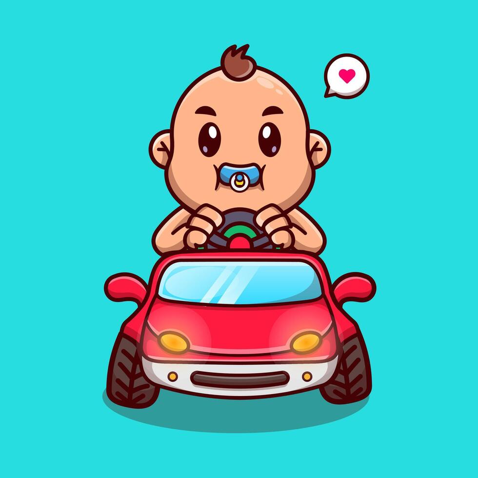 schattig baby rijden auto speelgoed- tekenfilm vector