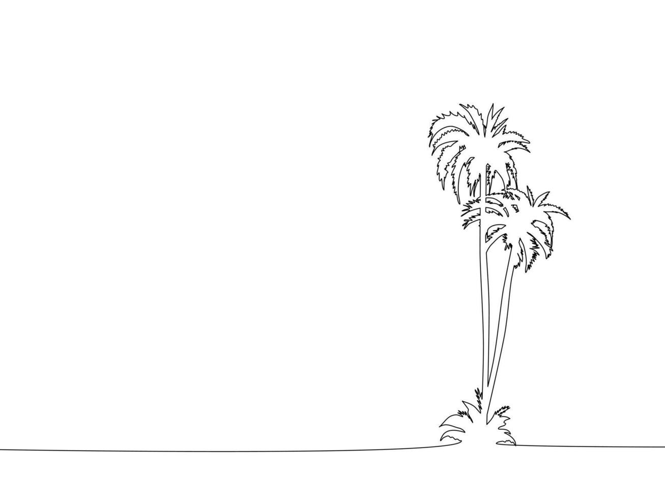 trek een lijn van strand kokosnoot bomen vector