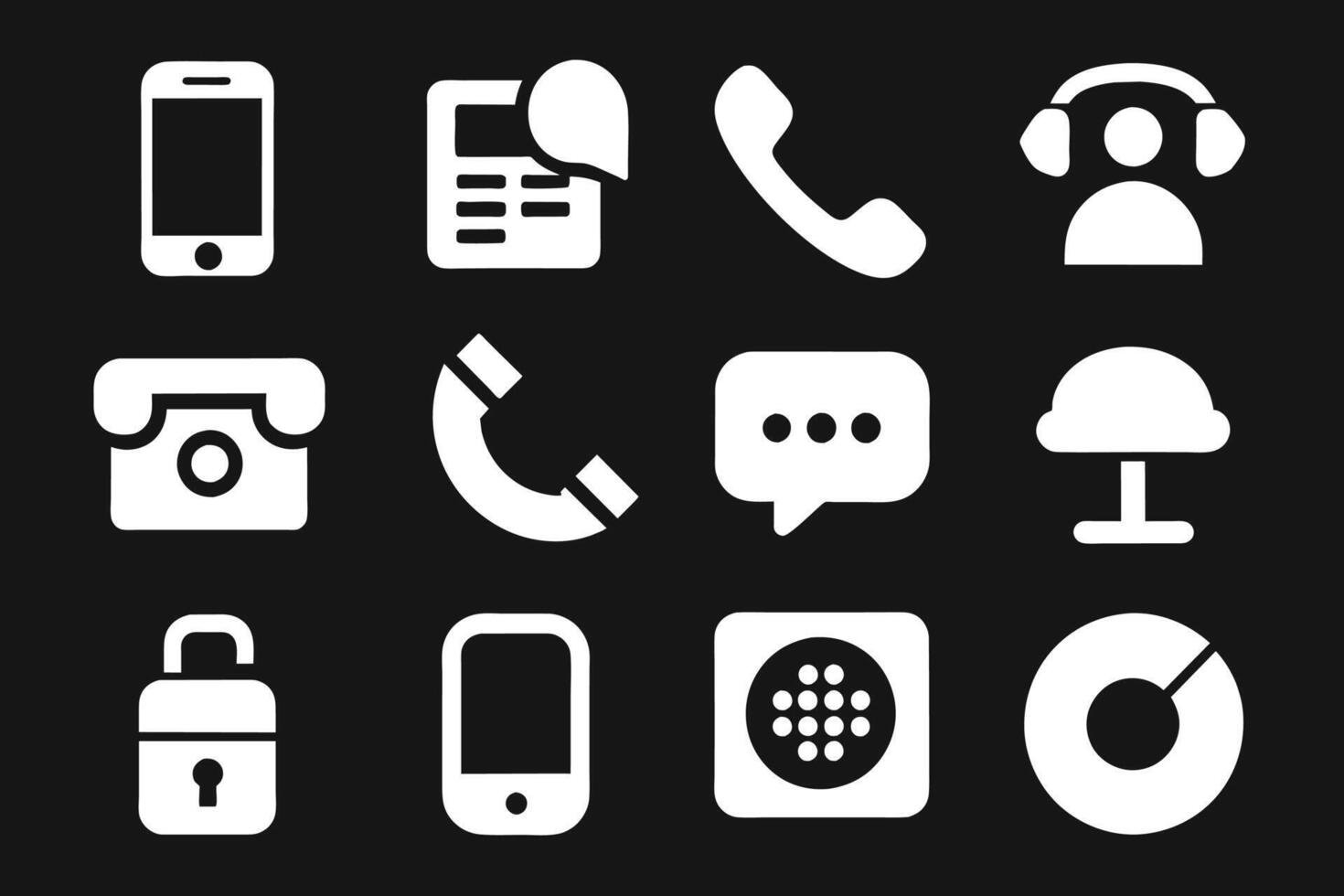 telefoon icoon verzameling. gemakkelijk zwart en wit telefoon telefoontje symbool vector