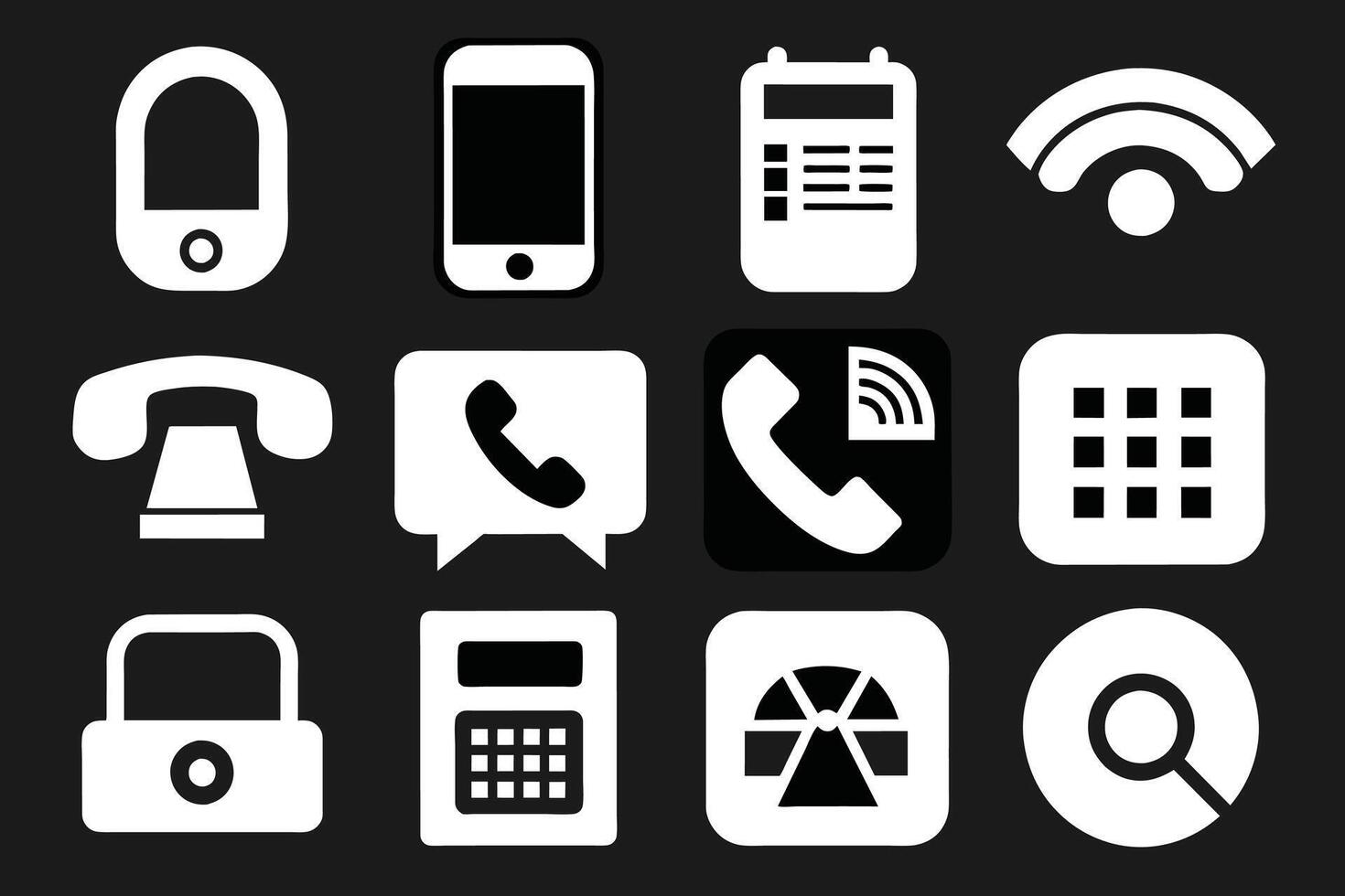 telefoon icoon verzameling. gemakkelijk zwart en wit telefoon telefoontje symbool vector