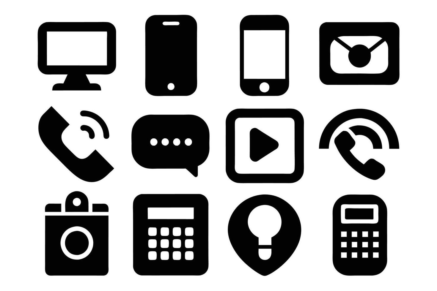 telefoon icoon verzameling. gemakkelijk zwart en wit telefoon telefoontje symbool vector