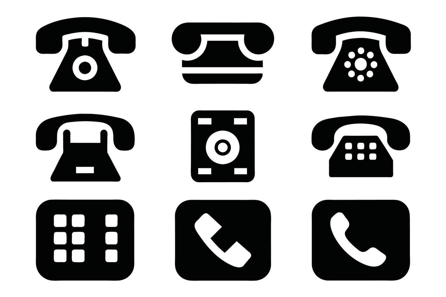 telefoon icoon verzameling. gemakkelijk zwart en wit telefoon telefoontje symbool vector