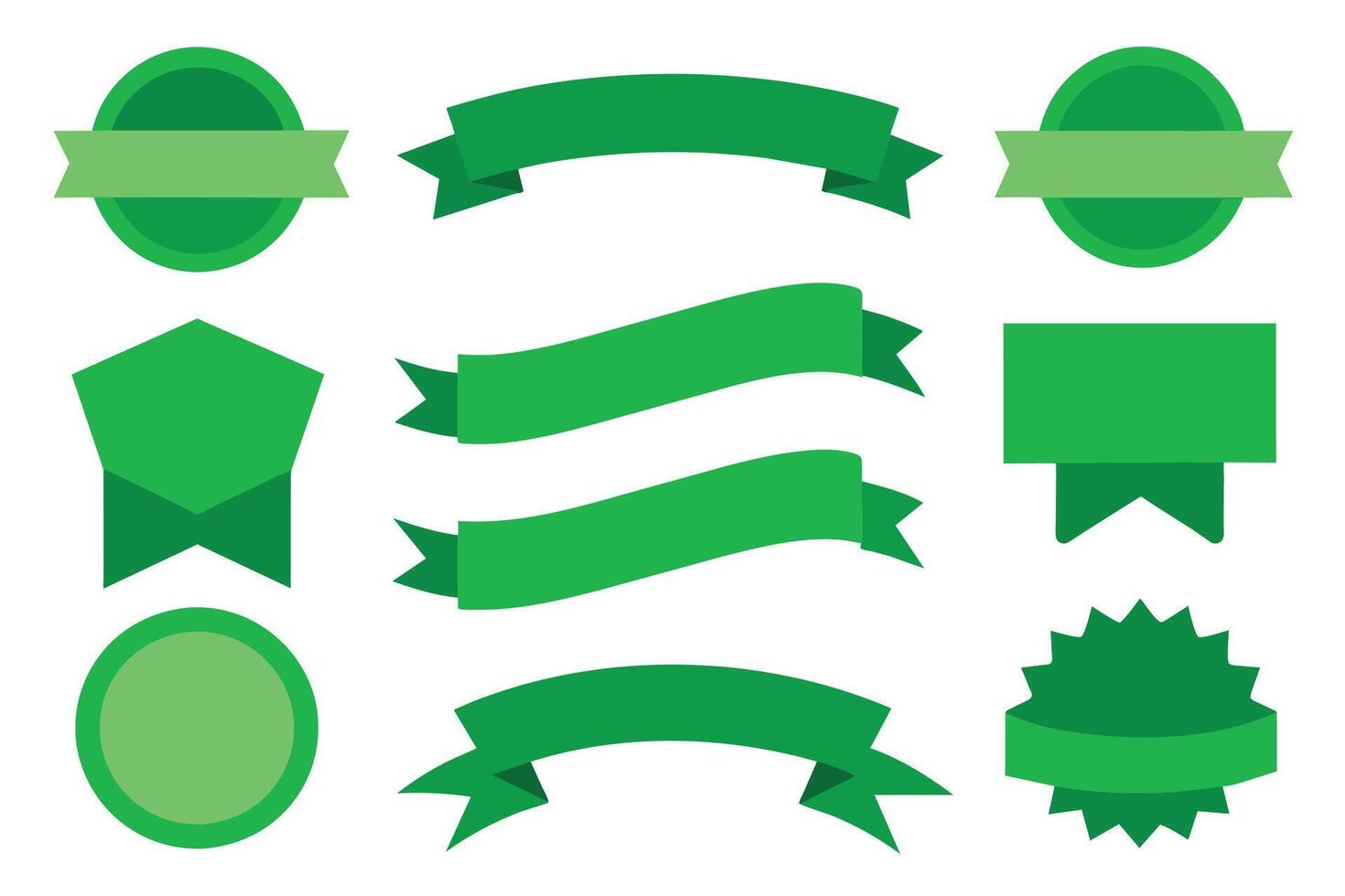 verzameling van groen linten tags badges en etiketten geïsoleerd wit achtergrond vector