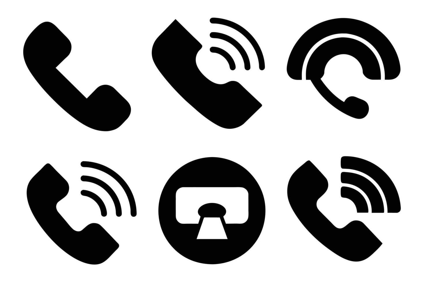 telefoon icoon verzameling. gemakkelijk zwart en wit telefoon telefoontje symbool vector