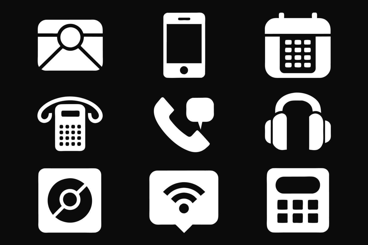 telefoon icoon verzameling. gemakkelijk zwart en wit telefoon telefoontje symbool vector