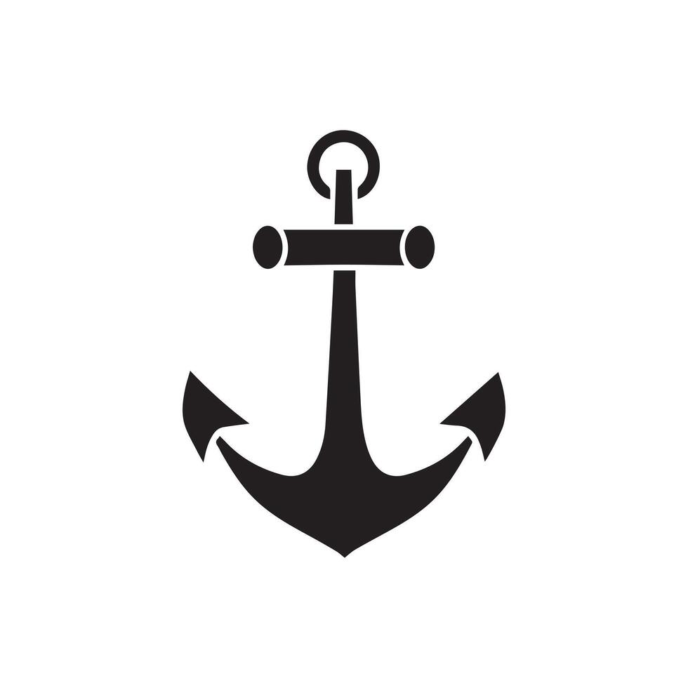 anker maritiem zee zwart icoon symbool boot piraat roer nautische illustratie ontwerp. vector
