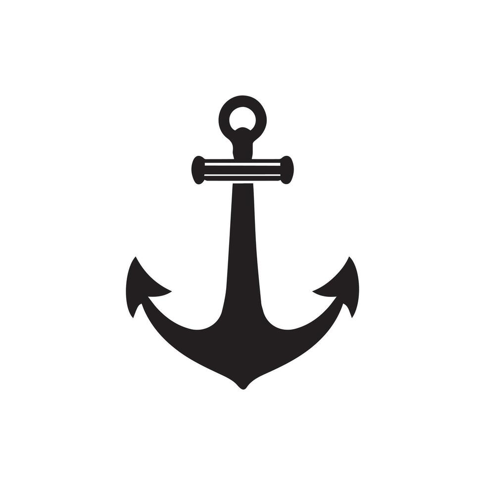 anker maritiem zee zwart icoon symbool boot piraat roer nautische illustratie ontwerp. vector