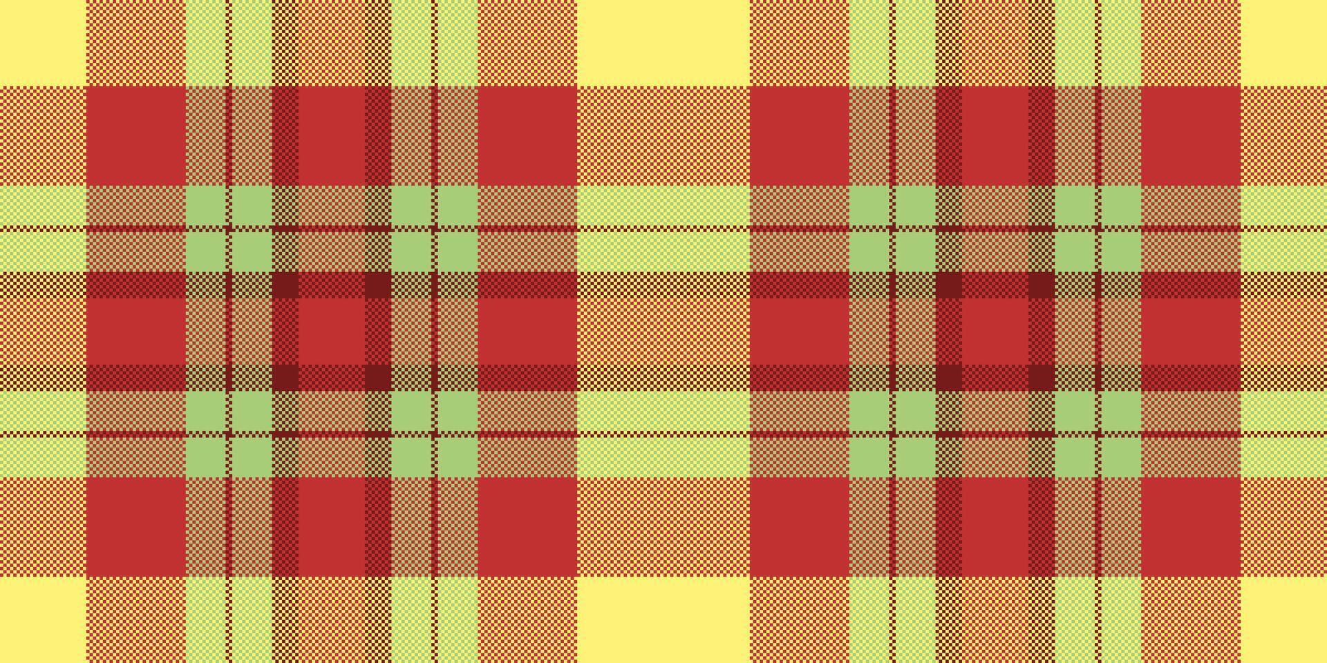 primair achtergrond Schotse ruit textiel, top naadloos structuur kleding stof. traditie controleren patroon plaid in rood en geel kleuren. vector