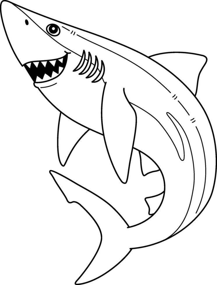 Super goed blauw haai geïsoleerd kleur bladzijde voor kinderen vector