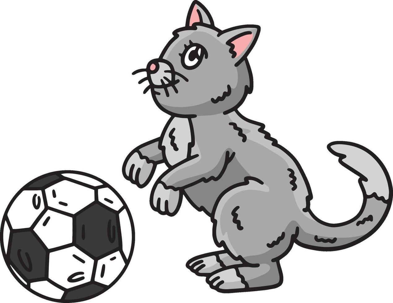 kat spelen voetbal tekenfilm gekleurde clip art vector