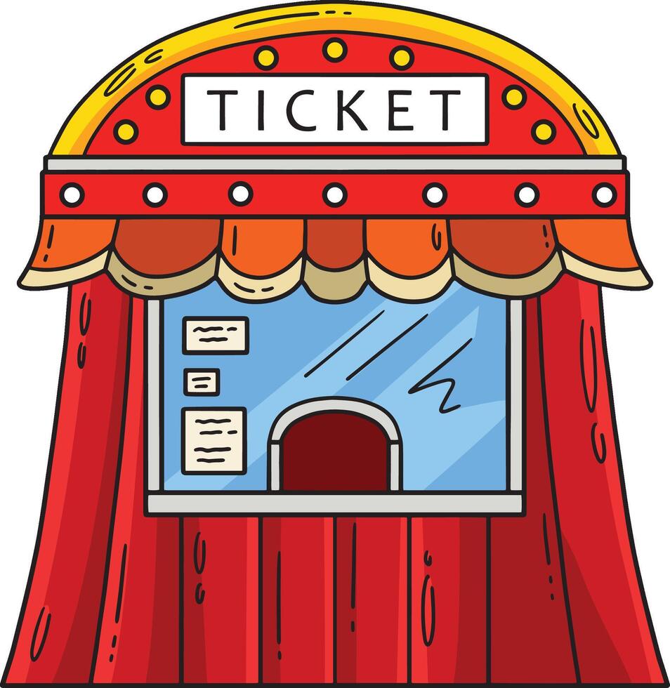 circus ticket stand tekenfilm gekleurde clip art vector