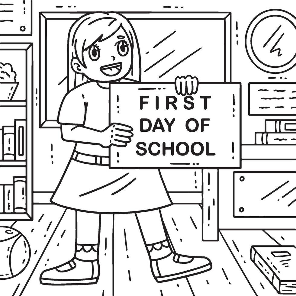 eerste dag van school- kind met een banier kleur vector