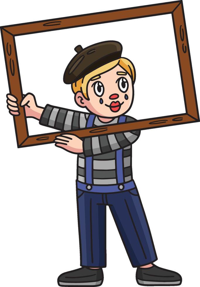 circus mime tekenfilm gekleurde clip art illustratie vector