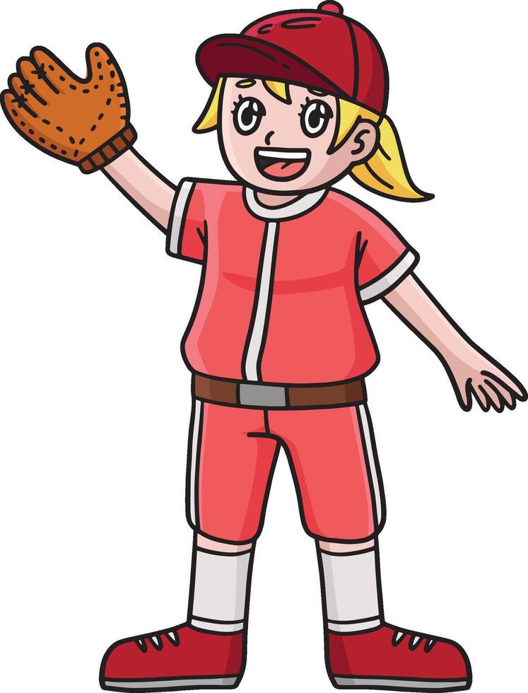 basketbal meisje werper golvend tekenfilm clip art vector