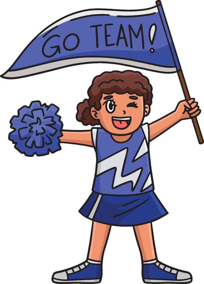 cheerleader meisje met een banier tekenfilm clip art vector