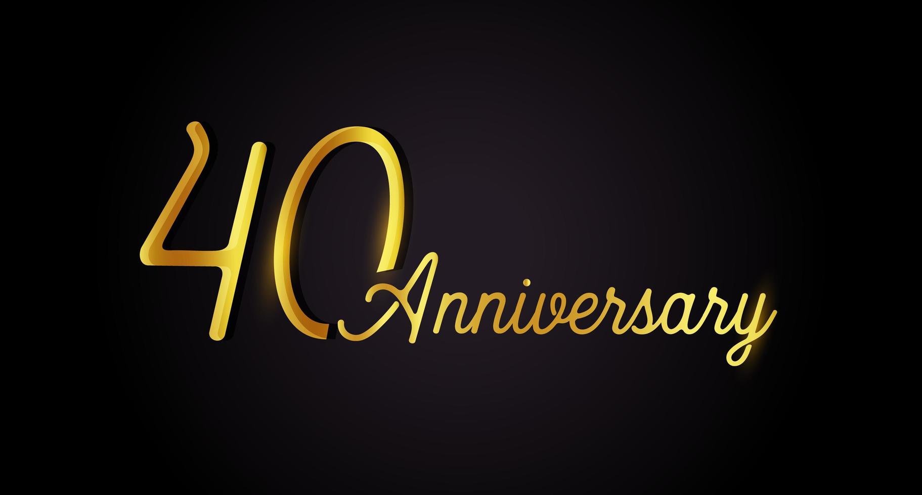 40 verjaardag logo concept. 40e jaar verjaardag icoon. geïsoleerde gouden nummers op zwarte achtergrond. vectorillustratie. eps10. vector