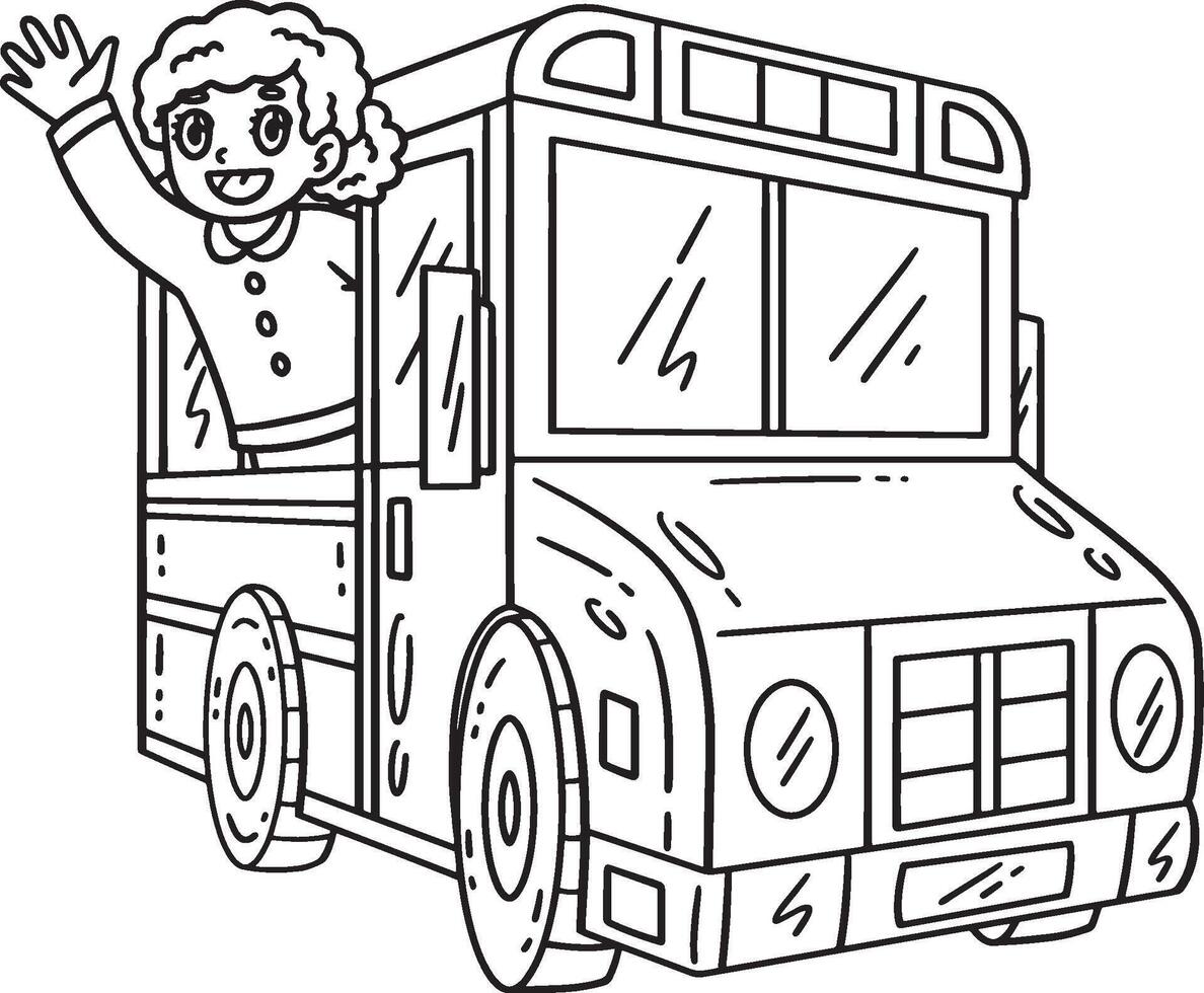 eerste dag van school- kind in school- bus geïsoleerd vector