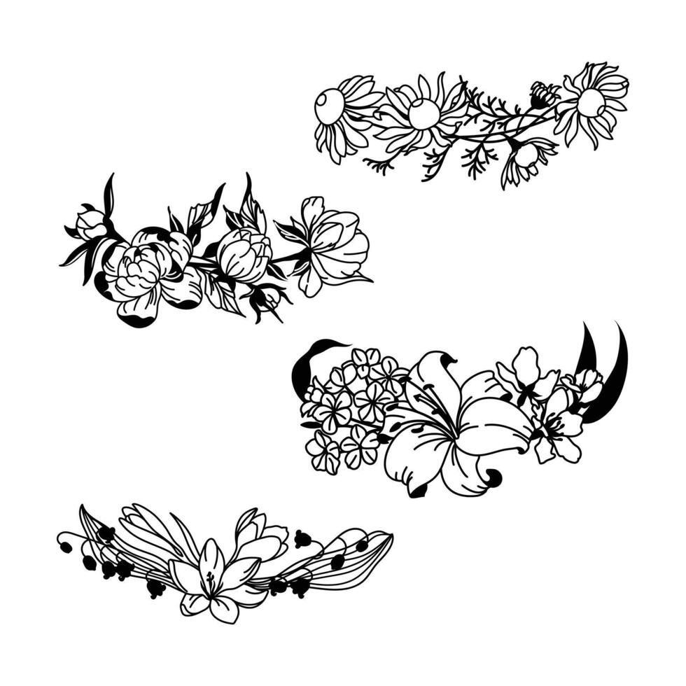 verzameling van bloemen illustratie. vector