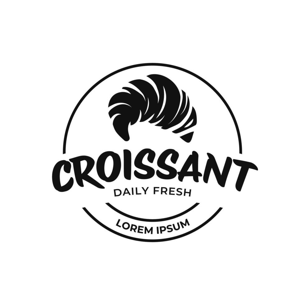 illustratie van een bakkerij winkel logo icoon, met huis gemaakt croissant vector