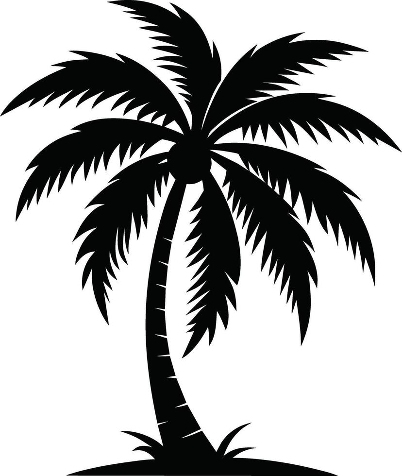 palmboom silhouet op witte achtergrond vector