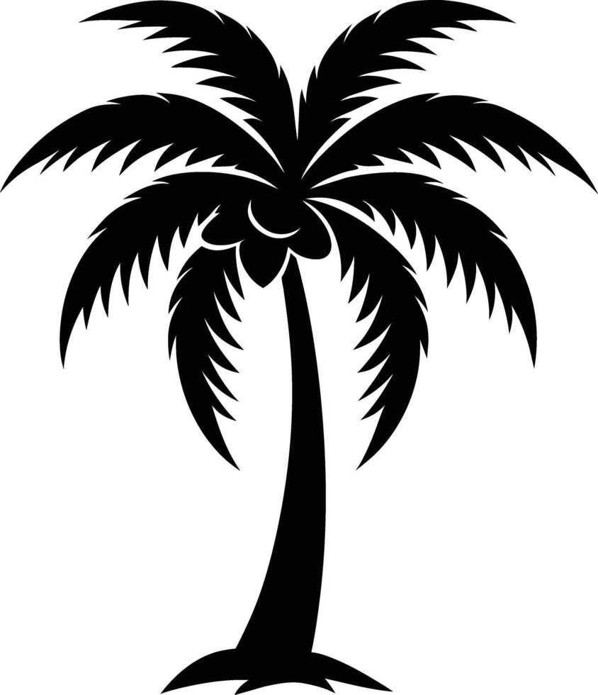 palmboom silhouet op witte achtergrond vector