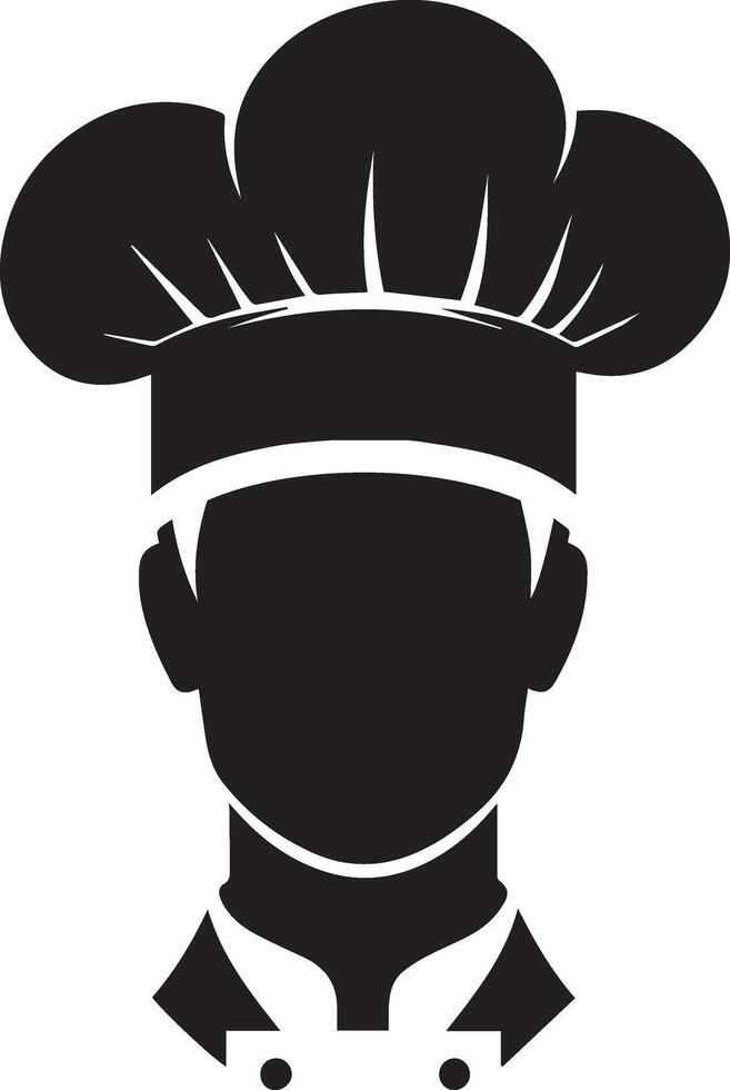 minimaal chef uniform en gezicht silhouet, silhouet, zwart kleur, wit achtergrond vector